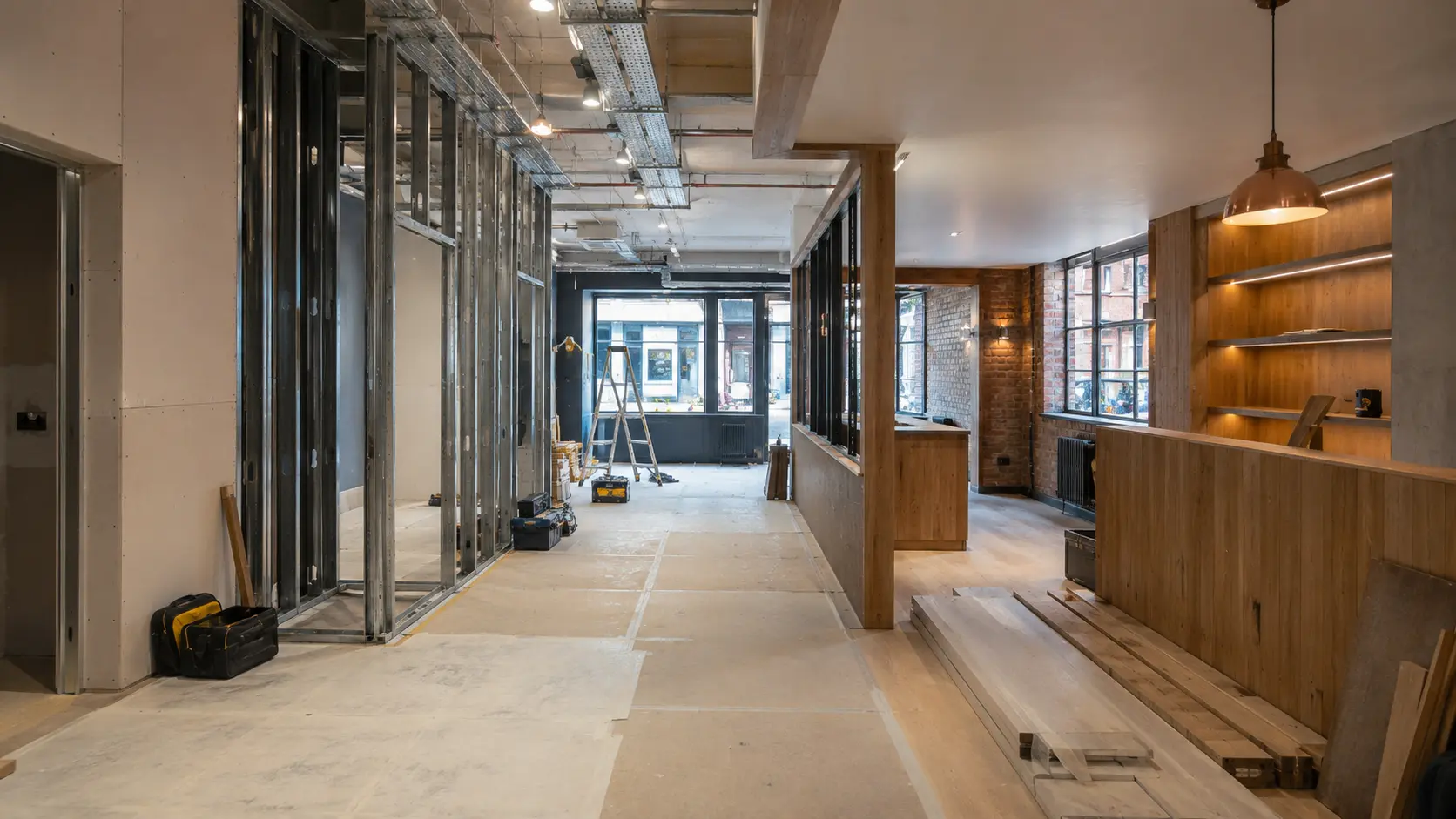 Representative commercial interior during fit-out